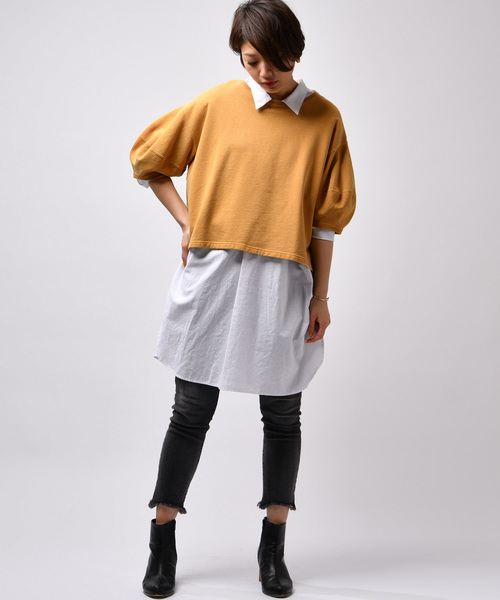 CIAOPANIC(チャオパニック)の「製品染めバルーンスリーブTシャツ(Tシャツ/カットソー・レディース・ピンク/アイボリー/マスタード/スミクロ・FREE)」の13枚目の写真