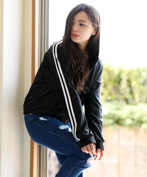 Girly Doll(ガーリードール)の「ラインパーカ(パーカー・レディース・ベージュ/ブラック/グレー/ネイビー/ダークグレー/グリーン/イエロー/グレー系その他/ベージュ系その他/ブラック系その他・1/2)」の12枚目の写真