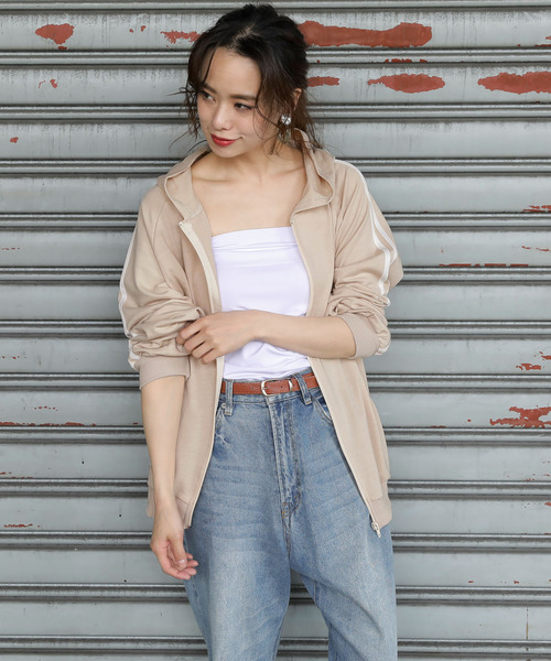 Girly Doll(ガーリードール)の「ラインパーカ(パーカー・レディース・ベージュ/ブラック/グレー/ネイビー/ダークグレー/グリーン/イエロー/グレー系その他/ベージュ系その他/ブラック系その他・1/2)」の7枚目の写真