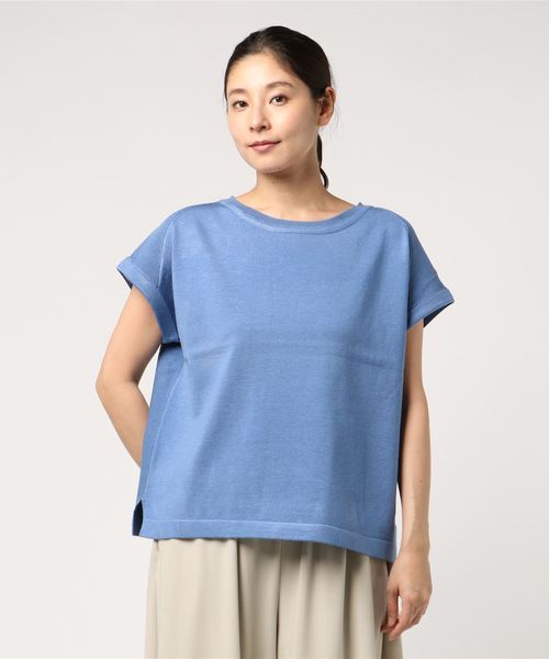 AMERICAN HOLIC（アメリカンホリック）の「・ボートネック編地切り替えプルオーバー（ニット/セーター・レディース・オレンジ/ブルー/オフホワイト/ブラック・FREE）」の16枚目の写真