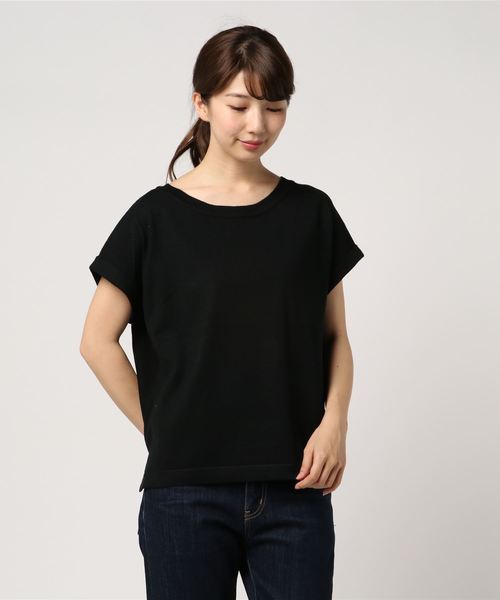 AMERICAN HOLIC（アメリカンホリック）の「・ボートネック編地切り替えプルオーバー（ニット/セーター・レディース・オレンジ/ブルー/オフホワイト/ブラック・FREE）」の2枚目の写真