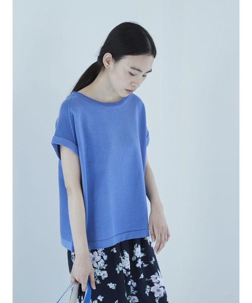 AMERICAN HOLIC（アメリカンホリック）の「・ボートネック編地切り替えプルオーバー（ニット/セーター・レディース・オレンジ/ブルー/オフホワイト/ブラック・FREE）」の9枚目の写真