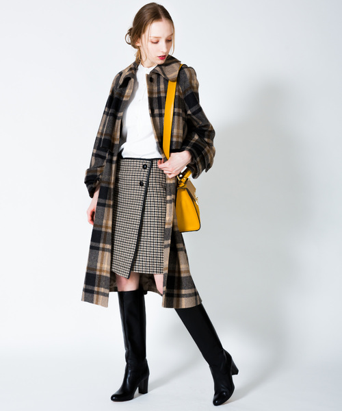 セール】ビッグタータンチェックコート（ステンカラーコート  