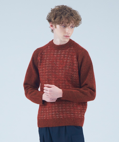 ABAHOUSE（アバハウス）の「シャギーモヘア千鳥モックネックニット 