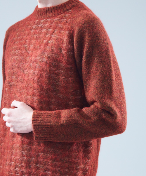 ABAHOUSE（アバハウス）の「シャギーモヘア千鳥モックネックニット 