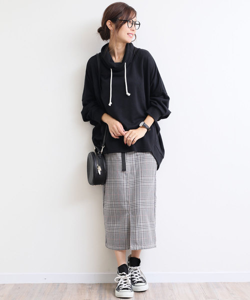 andme(アンドミー)の「ガンクラブチェックミモレ丈ベイカータイトスカート ウエストゴム(スカート・レディース・アイボリー/キャメル・M)」の17枚目の写真