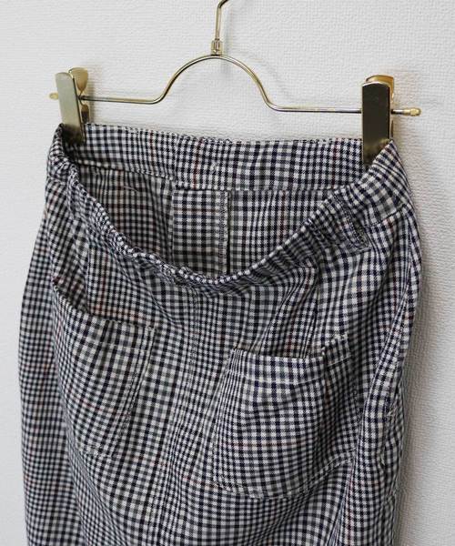 andme(アンドミー)の「ガンクラブチェックミモレ丈ベイカータイトスカート ウエストゴム(スカート・レディース・アイボリー/キャメル・M)」の5枚目の写真