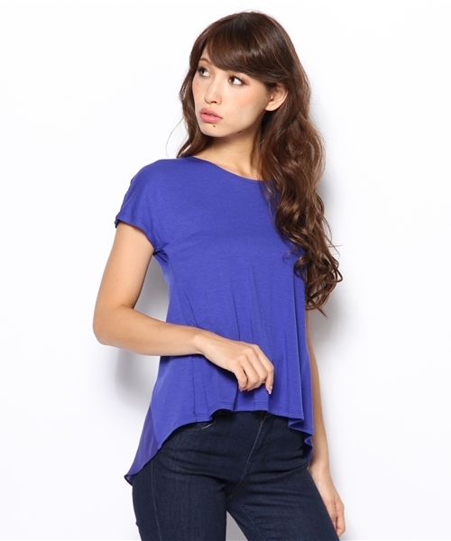 AZUL ENCANTO(アズールエンカント)の「カット&シフォンダウンスリーブTOPS(Tシャツ/カットソー・レディース・ブラック/ホワイト/ブルー・SMALL/MEDIUM/LARGE)」の1枚目の写真