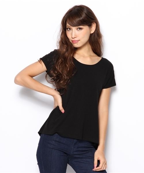 AZUL ENCANTO(アズールエンカント)の「カット&シフォンダウンスリーブTOPS(Tシャツ/カットソー・レディース・ブラック/ホワイト/ブルー・SMALL/MEDIUM/LARGE)」の3枚目の写真