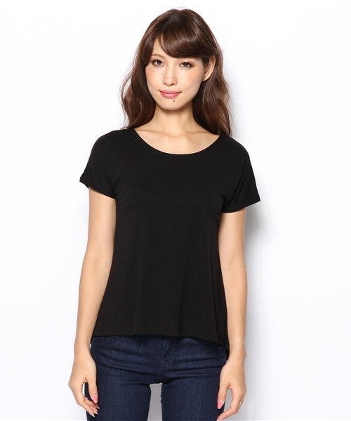 AZUL ENCANTO(アズールエンカント)の「カット&シフォンダウンスリーブTOPS(Tシャツ/カットソー・レディース・ブラック/ホワイト/ブルー・SMALL/MEDIUM/LARGE)」の4枚目の写真