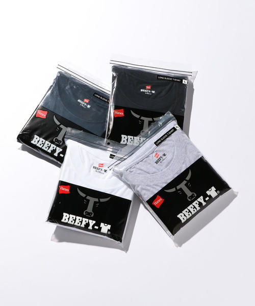 HANES（ヘインズ）の「別注【WEB限定】[ヘインズ] Hanes ★★ BEEFY ロングスリーブTシャツ /カットソー（Tシャツ/カットソー・メンズ・ホワイト/ブラック/グレー/ネイビー/ダークグレー・S/M/L）」の9枚目の写真