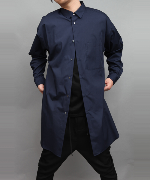 ato(アトウ)の「PE/C LONG SHIRT(シャツ/ブラウス・メンズ・ホワイト/ブラック/ネイビー/ブルー/オレンジ・44/46/48)」の3枚目の写真