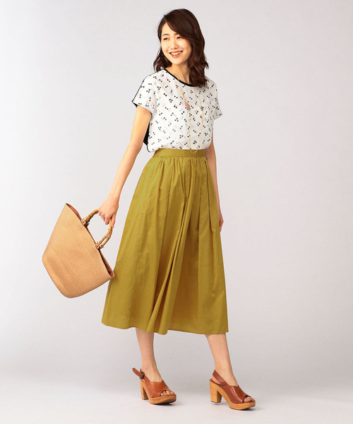 A/C DESIGN BY ALPHA CUBIC（エーシーデザインバイアルファキュービック）の「ロングギャザースカート（スカート・レディース・サックスブルー/モカ/マスタード/ネイビー・67/64）」の14枚目の写真