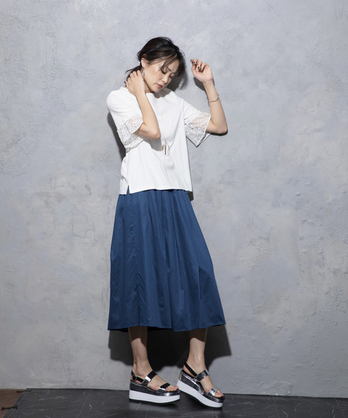 A/C DESIGN BY ALPHA CUBIC（エーシーデザインバイアルファキュービック）の「ロングギャザースカート（スカート・レディース・サックスブルー/モカ/マスタード/ネイビー・67/64）」の15枚目の写真