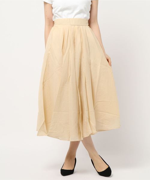 KOBE LETTUCE（コウベレタス）の「ガーゼフレアロングスカート（スカート・レディース・ベージュ系その他/オレンジ/ピンク/ブルー/カーキ/モカ/ブラック系その他・FREE）」の4枚目の写真