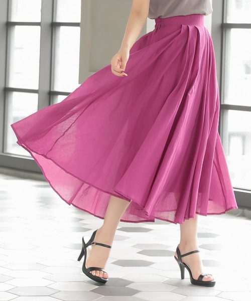 KOBE LETTUCE（コウベレタス）の「ガーゼフレアロングスカート（スカート・レディース・ベージュ系その他/オレンジ/ピンク/ブルー/カーキ/モカ/ブラック系その他・FREE）」の6枚目の写真