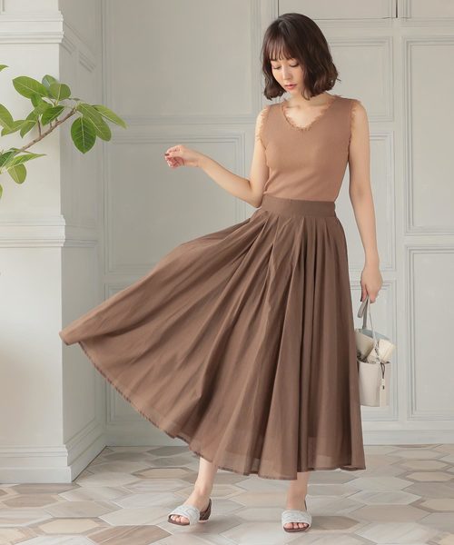 KOBE LETTUCE（コウベレタス）の「ガーゼフレアロングスカート（スカート・レディース・ベージュ系その他/オレンジ/ピンク/ブルー/カーキ/モカ/ブラック系その他・FREE）」の3枚目の写真