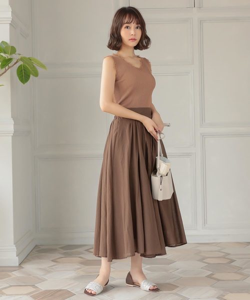 KOBE LETTUCE（コウベレタス）の「ガーゼフレアロングスカート（スカート・レディース・ベージュ系その他/オレンジ/ピンク/ブルー/カーキ/モカ/ブラック系その他・FREE）」の12枚目の写真