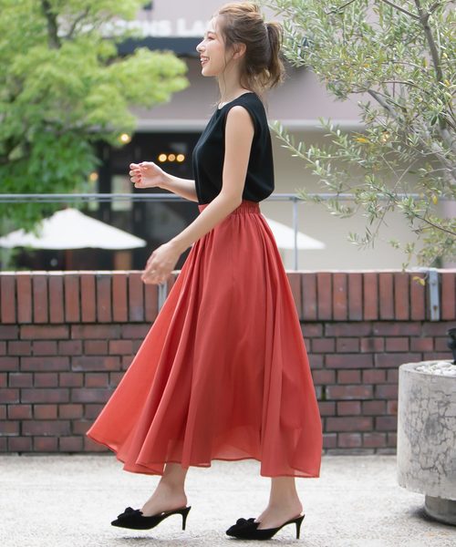 KOBE LETTUCE（コウベレタス）の「ガーゼフレアロングスカート（スカート・レディース・ベージュ系その他/オレンジ/ピンク/ブルー/カーキ/モカ/ブラック系その他・FREE）」の20枚目の写真