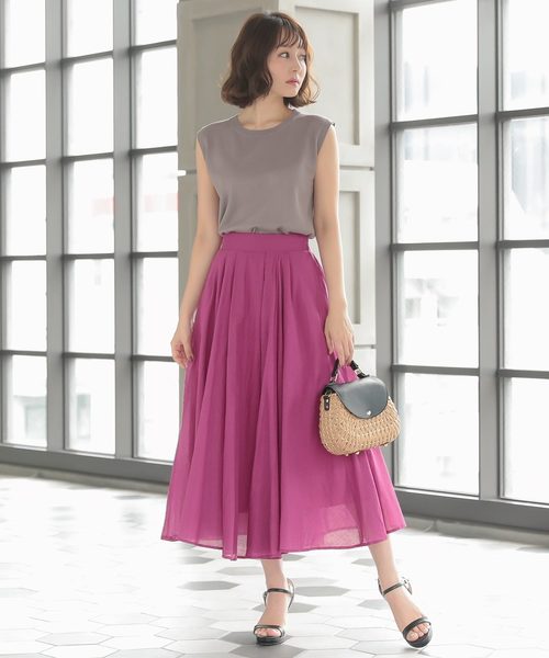 KOBE LETTUCE（コウベレタス）の「ガーゼフレアロングスカート（スカート・レディース・ベージュ系その他/オレンジ/ピンク/ブルー/カーキ/モカ/ブラック系その他・FREE）」の17枚目の写真