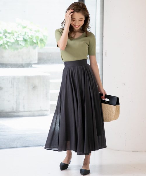 KOBE LETTUCE（コウベレタス）の「ガーゼフレアロングスカート（スカート・レディース・ベージュ系その他/オレンジ/ピンク/ブルー/カーキ/モカ/ブラック系その他・FREE）」の11枚目の写真