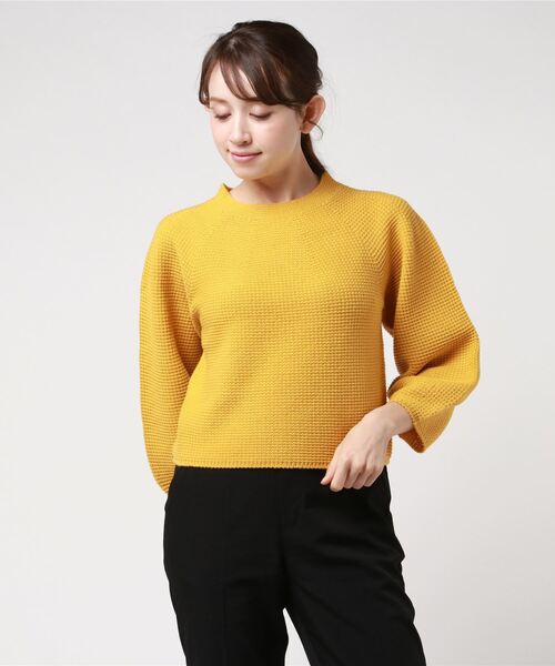 JETSET SOLO PLUS (ジェットセットソロプラス)の「ホールガーメント ボリュームスリーブニット(ニット/セーター・レディース・ピンクベージュ/ネイビー/オレンジ/イエロー/ピンク/ブルー・FREE)」の9枚目の写真