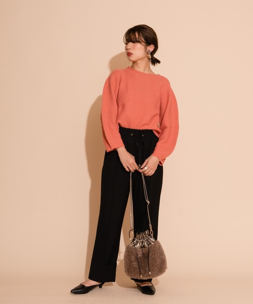 JETSET SOLO PLUS (ジェットセットソロプラス)の「ホールガーメント ボリュームスリーブニット(ニット/セーター・レディース・ピンクベージュ/ネイビー/オレンジ/イエロー/ピンク/ブルー・FREE)」の8枚目の写真