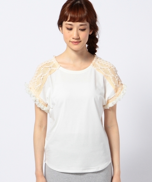 Another Edition（アナザーエディション）の「AE ソデ KNIT PO（Tシャツ/カットソー・レディース・オフホワイト/ライトグレー/オレンジ・フリー）」の9枚目の写真