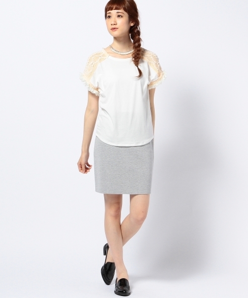 Another Edition（アナザーエディション）の「AE ソデ KNIT PO（Tシャツ/カットソー・レディース・オフホワイト/ライトグレー/オレンジ・フリー）」の14枚目の写真