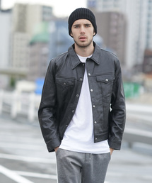 Harlem Rounge 青黒レザーシングルライダース 48808763b_b_01_215.jpg