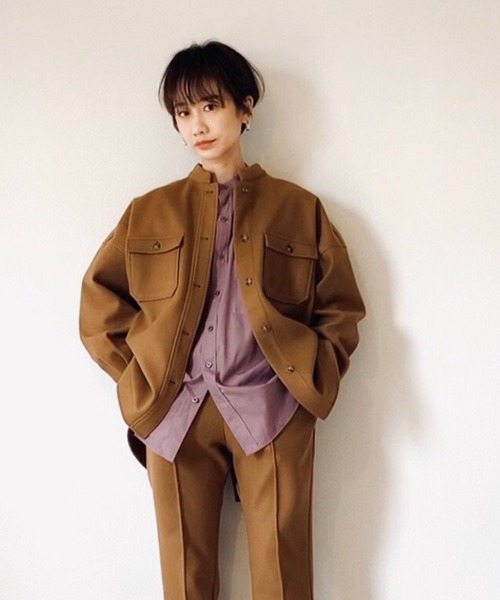 LHELBIE（レルビエ）の「【tomoka×LHELBIE】メルトン風CPOシャツジャケット（その他アウター・レディース・ブラック/ベージュ/ピンク/グリーン・M）」の3枚目の写真