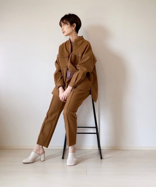 LHELBIE（レルビエ）の「【tomoka×LHELBIE】メルトン風CPOシャツジャケット（その他アウター・レディース・ブラック/ベージュ/ピンク/グリーン・M）」の5枚目の写真