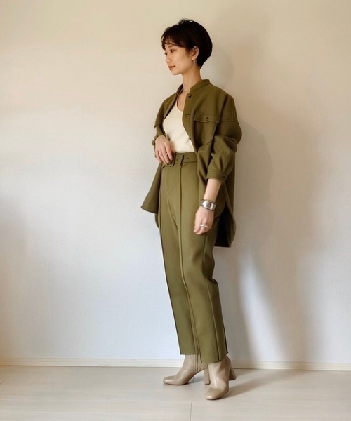 LHELBIE（レルビエ）の「【tomoka×LHELBIE】メルトン風CPOシャツジャケット（その他アウター・レディース・ブラック/ベージュ/ピンク/グリーン・M）」の10枚目の写真