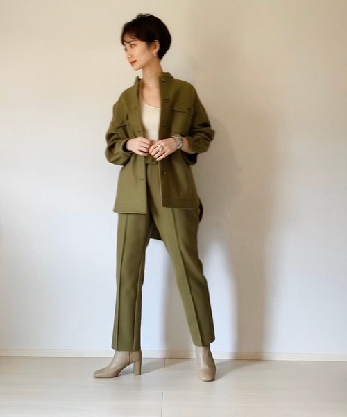 LHELBIE（レルビエ）の「【tomoka×LHELBIE】メルトン風CPOシャツジャケット（その他アウター・レディース・ブラック/ベージュ/ピンク/グリーン・M）」の12枚目の写真