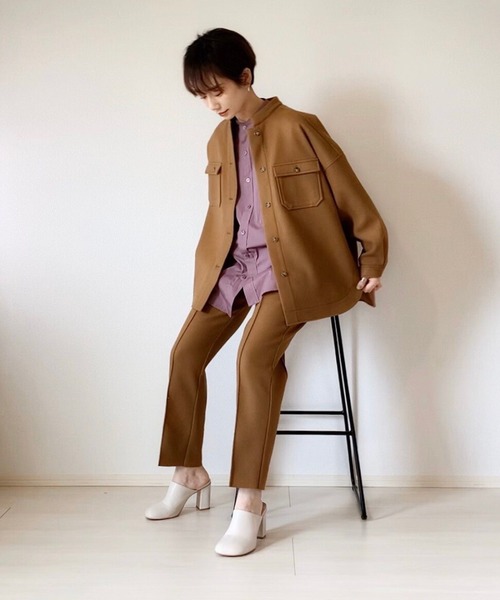 LHELBIE（レルビエ）の「【tomoka×LHELBIE】メルトン風CPOシャツジャケット（その他アウター・レディース・ブラック/ベージュ/ピンク/グリーン・M）」の6枚目の写真