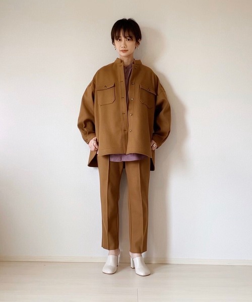 LHELBIE（レルビエ）の「【tomoka×LHELBIE】メルトン風CPOシャツジャケット（その他アウター・レディース・ブラック/ベージュ/ピンク/グリーン・M）」の8枚目の写真