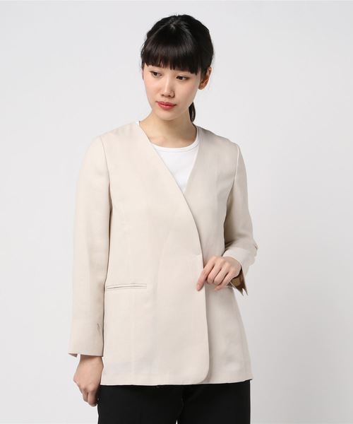 NOLLEY’S Sophi(ノーリーズソフィ)の「ダルスラブノーラペルジャケット(ノーカラージャケット・レディース・ベージュ/ブラウン/インディゴブルー・38/36)」の8枚目の写真