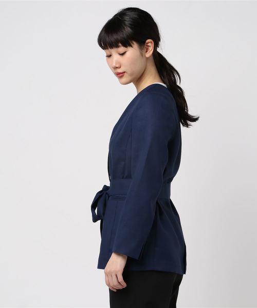 NOLLEY’S Sophi(ノーリーズソフィ)の「ダルスラブノーラペルジャケット(ノーカラージャケット・レディース・ベージュ/ブラウン/インディゴブルー・38/36)」の6枚目の写真