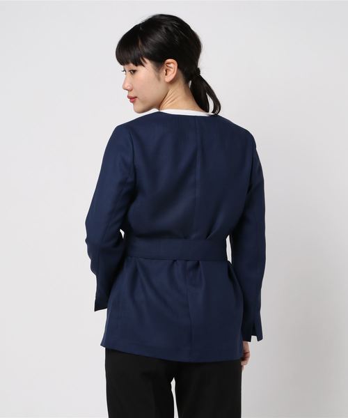 NOLLEY’S Sophi(ノーリーズソフィ)の「ダルスラブノーラペルジャケット(ノーカラージャケット・レディース・ベージュ/ブラウン/インディゴブルー・38/36)」の5枚目の写真