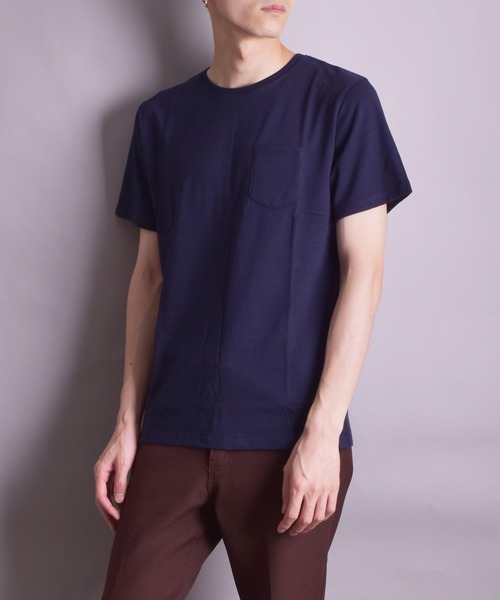 VIBGYOR（ヴィブジョー）の「VIBGYOR Select/無地半袖ポケ付きTEE(BL)（Tシャツ/カットソー・メンズ・ホワイト/ブラック/ネイビー/グレー/カーキ/イエロー系その他/ライトピンク/ピンク系その他・MEDIUM/LARGE/X-LARGE）」の5枚目の写真