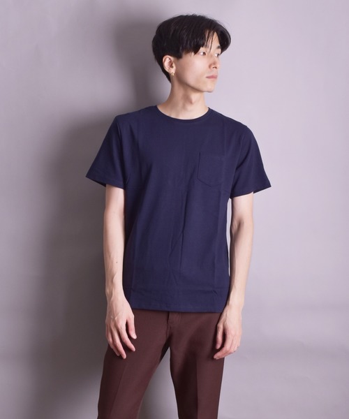 VIBGYOR（ヴィブジョー）の「VIBGYOR Select/無地半袖ポケ付きTEE(BL)（Tシャツ/カットソー・メンズ・ホワイト/ブラック/ネイビー/グレー/カーキ/イエロー系その他/ライトピンク/ピンク系その他・MEDIUM/LARGE/X-LARGE）」の9枚目の写真