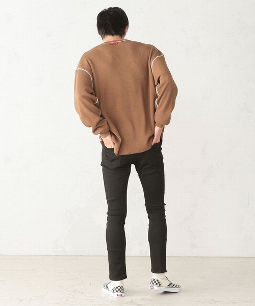 EDWIN（エドウィン）の「EDWIN エドウィン ビックシルエット ワッフル クルーネック長袖Tシャツ 《ユニセックス対応》（Tシャツ/カットソー・メンズ・ホワイト/ブラック/ブラウン/グレー/オリーブ・SMALL/MEDIUM/LARGE）」の22枚目の写真