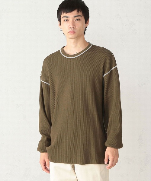 EDWIN（エドウィン）の「EDWIN エドウィン ビックシルエット ワッフル クルーネック長袖Tシャツ 《ユニセックス対応》（Tシャツ/カットソー・メンズ・ホワイト/ブラック/ブラウン/グレー/オリーブ・SMALL/MEDIUM/LARGE）」の16枚目の写真