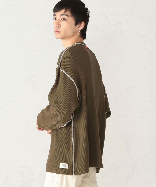 EDWIN（エドウィン）の「EDWIN エドウィン ビックシルエット ワッフル クルーネック長袖Tシャツ 《ユニセックス対応》（Tシャツ/カットソー・メンズ・ホワイト/ブラック/ブラウン/グレー/オリーブ・SMALL/MEDIUM/LARGE）」の15枚目の写真