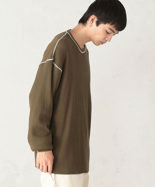 EDWIN（エドウィン）の「EDWIN エドウィン ビックシルエット ワッフル クルーネック長袖Tシャツ 《ユニセックス対応》（Tシャツ/カットソー・メンズ・ホワイト/ブラック/ブラウン/グレー/オリーブ・SMALL/MEDIUM/LARGE）」の14枚目の写真