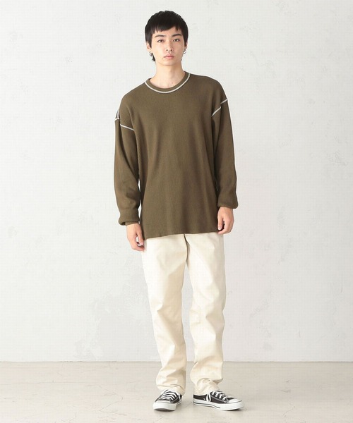 EDWIN（エドウィン）の「EDWIN エドウィン ビックシルエット ワッフル クルーネック長袖Tシャツ 《ユニセックス対応》（Tシャツ/カットソー・メンズ・ホワイト/ブラック/ブラウン/グレー/オリーブ・SMALL/MEDIUM/LARGE）」の12枚目の写真