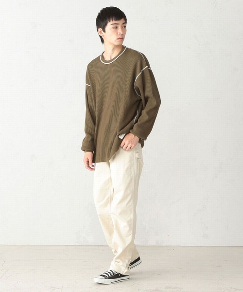 EDWIN（エドウィン）の「EDWIN エドウィン ビックシルエット ワッフル クルーネック長袖Tシャツ 《ユニセックス対応》（Tシャツ/カットソー・メンズ・ホワイト/ブラック/ブラウン/グレー/オリーブ・SMALL/MEDIUM/LARGE）」の11枚目の写真