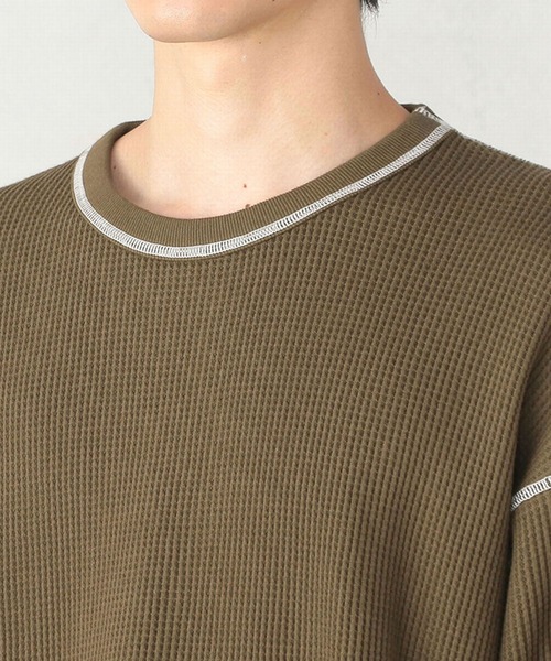 EDWIN（エドウィン）の「EDWIN エドウィン ビックシルエット ワッフル クルーネック長袖Tシャツ 《ユニセックス対応》（Tシャツ/カットソー・メンズ・ホワイト/ブラック/ブラウン/グレー/オリーブ・SMALL/MEDIUM/LARGE）」の8枚目の写真