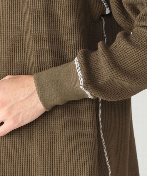 EDWIN（エドウィン）の「EDWIN エドウィン ビックシルエット ワッフル クルーネック長袖Tシャツ 《ユニセックス対応》（Tシャツ/カットソー・メンズ・ホワイト/ブラック/ブラウン/グレー/オリーブ・SMALL/MEDIUM/LARGE）」の7枚目の写真