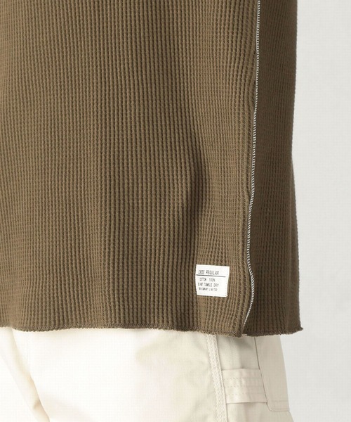 EDWIN（エドウィン）の「EDWIN エドウィン ビックシルエット ワッフル クルーネック長袖Tシャツ 《ユニセックス対応》（Tシャツ/カットソー・メンズ・ホワイト/ブラック/ブラウン/グレー/オリーブ・SMALL/MEDIUM/LARGE）」の6枚目の写真
